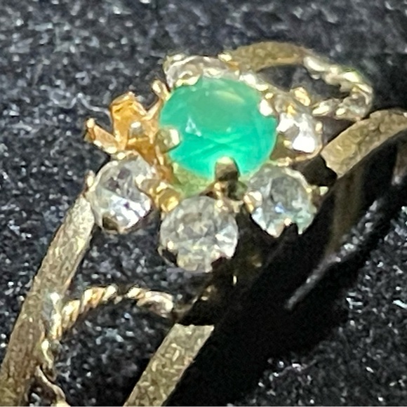 Natural Paraiba Tourmaline Ring Non Standard 16.18K Gold Ring Sz.5 - Picture 3 of 9